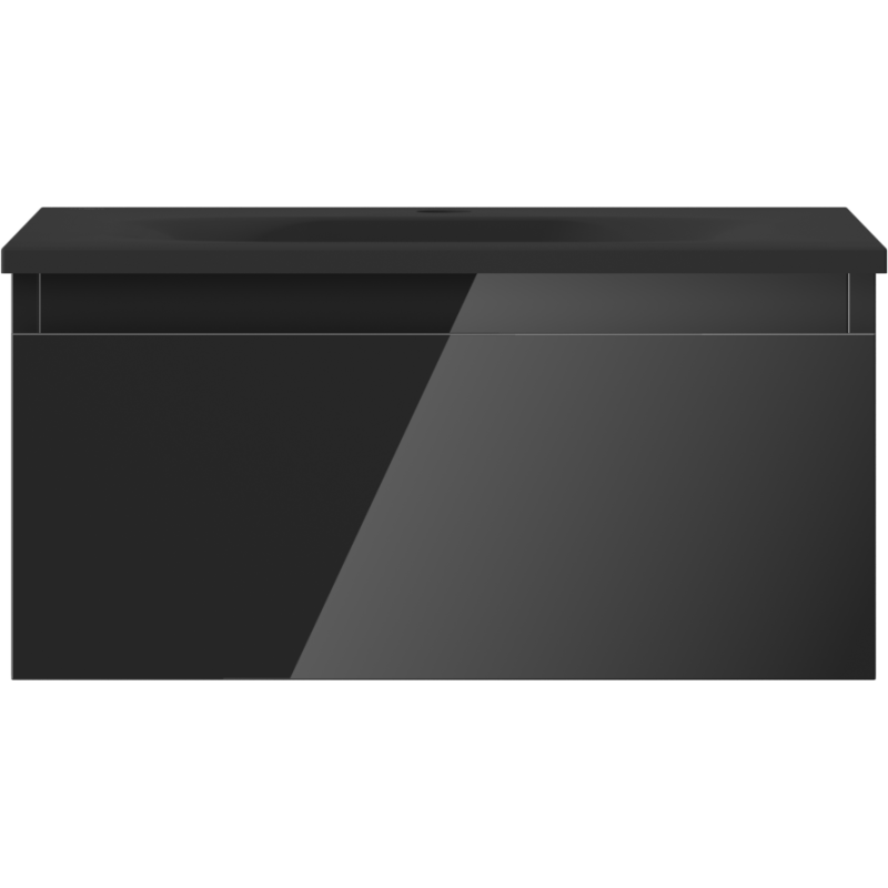 Mexen Orio dulap baie 50 cm cu lavoar Vela, 1 sertar, negru lucios/negru mat - 91A10-05023-1-BF70-W23M71