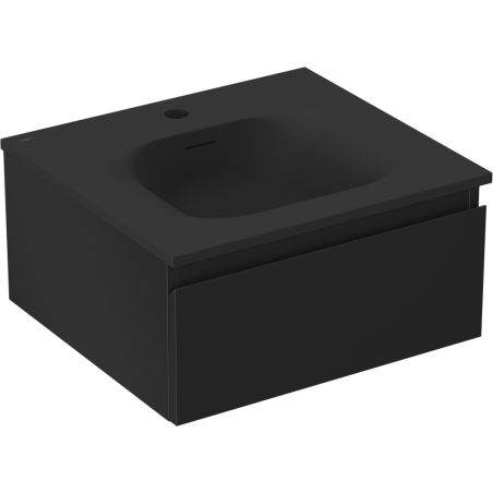 Mexen Orio 50 cm-es fürdőszobai szekrény Vela mosdóval, 1 fiók, fekete matt - 91A10-05023-1-BF71-W23M71