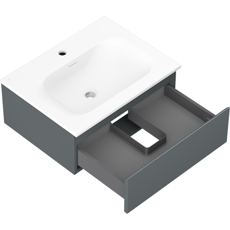 Mexen Orio fürdőszobai szekrény 60 cm mosdóval Vela, 1 fiók, grafit matt/fehér matt - 91A10-06023-1-BF66-W23M01