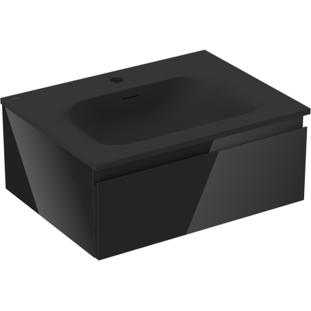 Mexen Orio fürdőszobai szekrény 60 cm-es Vela mosdóval, 1 fiók, fekete fényes/fekete matt - 91A10-06023-1-BF70-W23M71