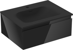 Mexen Orio fürdőszobai szekrény 60 cm-es Vela mosdóval, 1 fiók, fekete fényes/fekete matt - 91A10-06023-1-BF70-W23M71