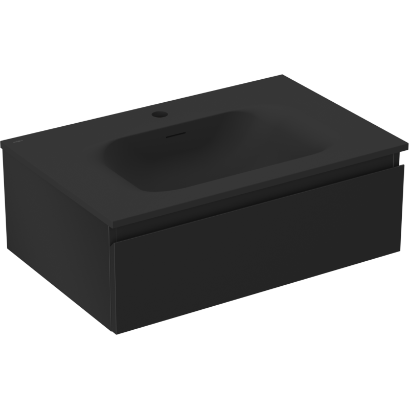 Mexen Orio 70 cm-es fürdőszobai szekrény Vela mosdóval, 1 fiók, fekete matt - 91A10-07023-1-BF71-W23M71