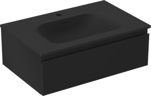 Mexen Orio 70 cm-es fürdőszobai szekrény Vela mosdóval, 1 fiók, fekete matt - 91A10-07023-1-BF71-W23M71