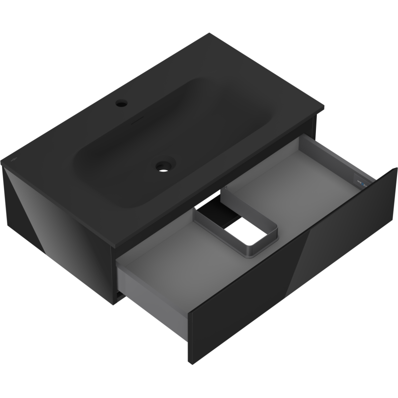 Mexen Orio dulap de baie 80 cm cu chiuvetă Vela, 1 sertar, negru lucios/negru mat - 91A10-08023-1-BF70-W23M71