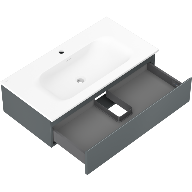 Mexen Orio 90 cm-es fürdőszobai szekrény Vela mosdóval, 1 fiók, grafit matt/fehér matt - 91A10-09023-1-BF66-W23M01
