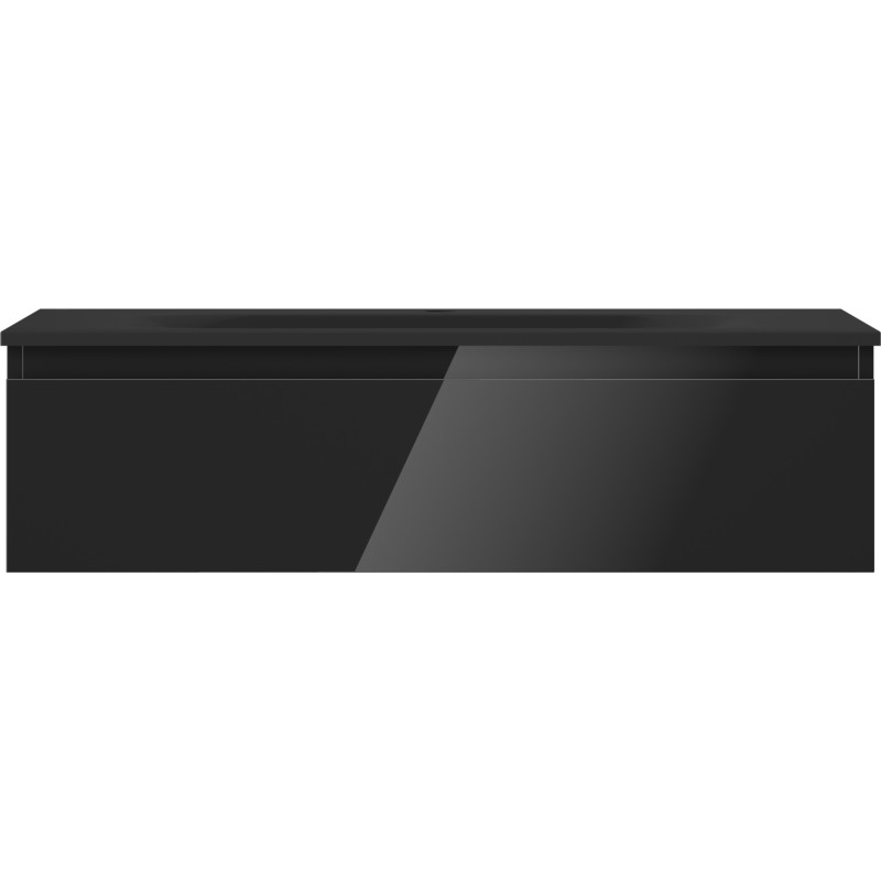 Mexen Orio 90 cm-es fürdőszobai szekrény mosdóval Vela, 1 fiók, fekete fényes/fekete matt - 91A10-09023-1-BF70-W23M71