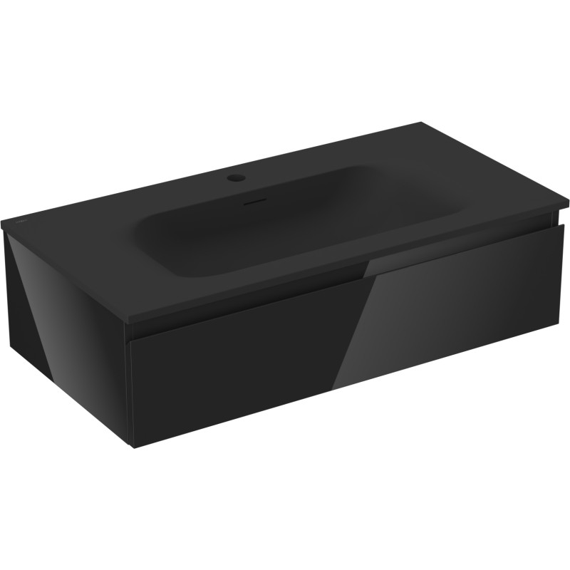 Mexen Orio dulap de baie 90 cm cu chiuvetă Vela, 1 sertar, negru lucios/negru mat - 91A10-09023-1-BF70-W23M71