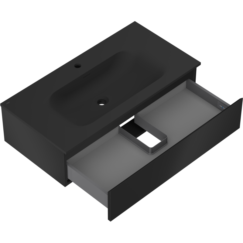 Mexen Orio dulap de baie 90 cm cu lavoar Vela, 1 sertar, negru mat - 91A10-09023-1-BF71-W23M71