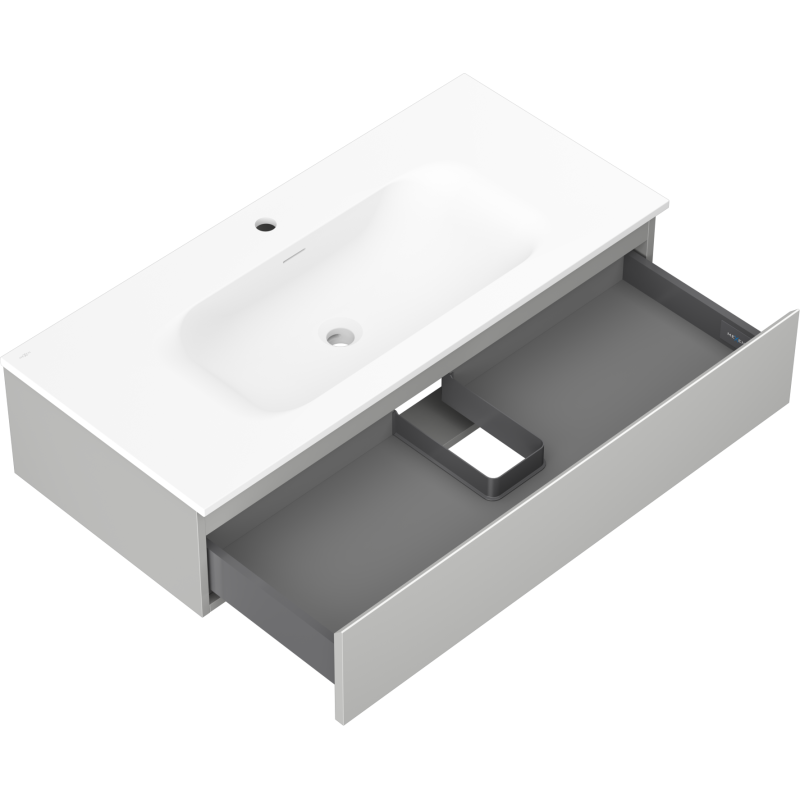 Mexen Orio 100 cm-es fürdőszobai szekrény Vela mosdóval, 1 fiók, szürke matt/fehér matt - 91A10-10023-1-BF62-W23M01