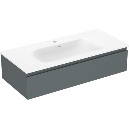 Mexen Orio 100 cm-es fürdőszobai szekrény Vela mosdóval, 1 fiók, grafit matt/fehér matt - 91A10-10023-1-BF66-W23M01