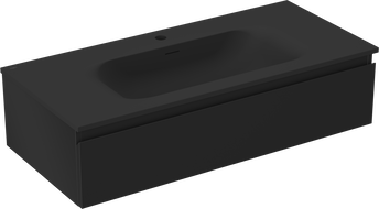 Mexen Orio fürdőszobai szekrény 100 cm-es Vela mosdóval, 1 fiók, fekete matt - 91A10-10023-1-BF71-W23M71
