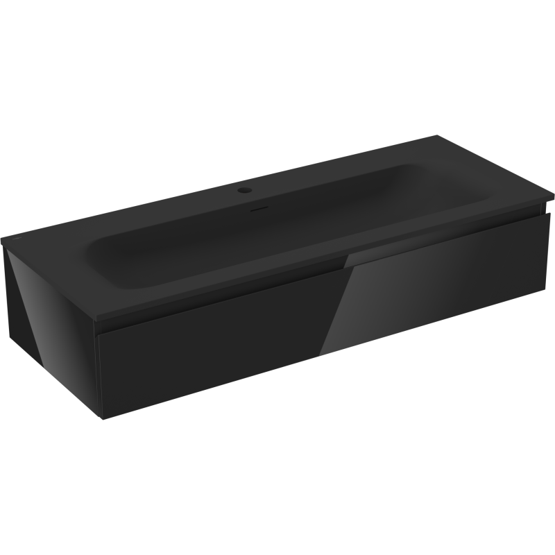Dulap baie Mexen Orio 120 cm cu chiuvetă Vela, 1 sertar, negru lucios/negru mat - 91A10-12023-1-BF70-W23M71