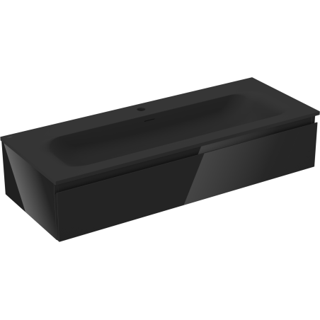 Dulap baie Mexen Orio 120 cm cu chiuvetă Vela, 1 sertar, negru lucios/negru mat - 91A10-12023-1-BF70-W23M71