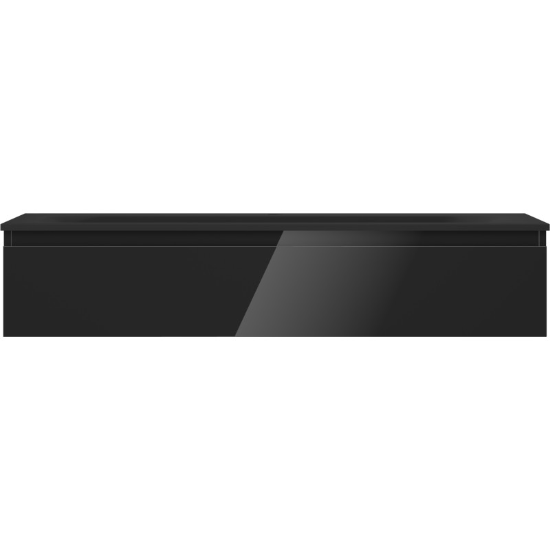 Mexen Orio 120 cm-es fürdőszobai szekrény mosdóval Vela, 1 fiók, fekete fényes/fekete matt - 91A10-12023-1-BF70-W23M71