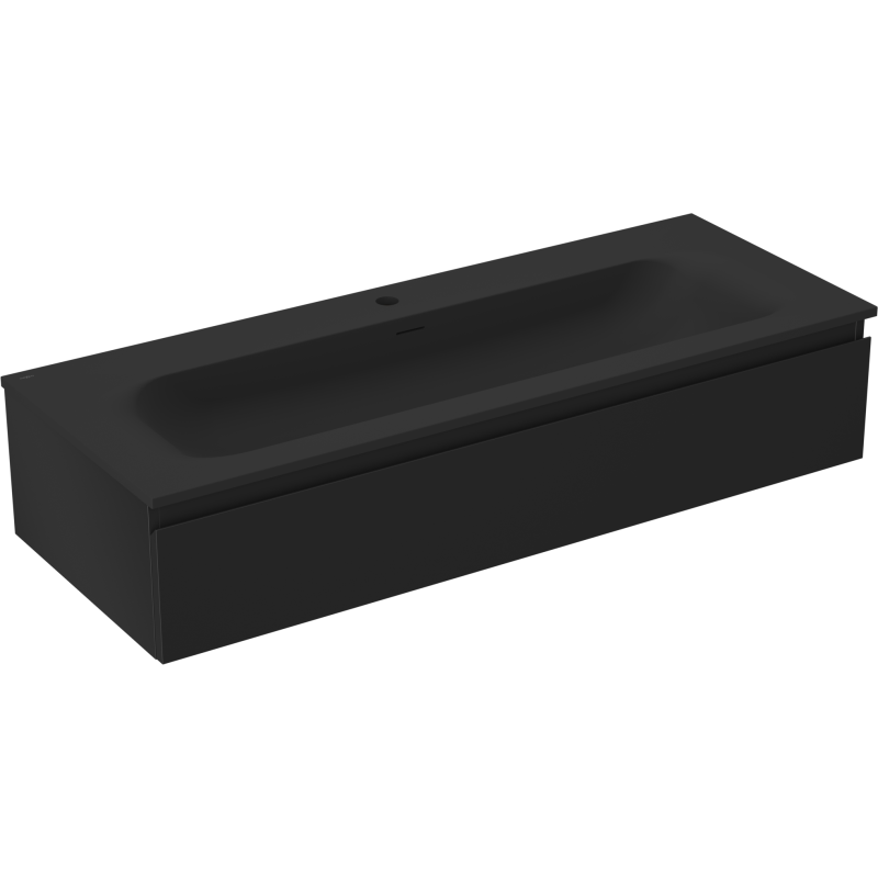 Dulap baie Mexen Orio 120 cm cu lavoar Vela, 1 sertar, negru mat - 91A10-12023-1-BF71-W23M71
