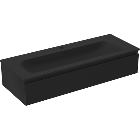 Dulap baie Mexen Orio 120 cm cu lavoar Vela, 1 sertar, negru mat - 91A10-12023-1-BF71-W23M71