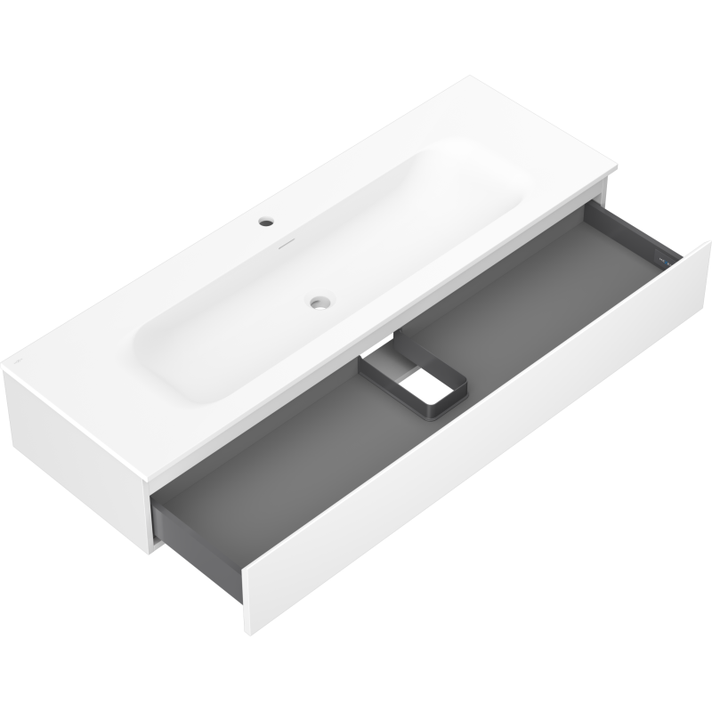 Mexen Orio 140 cm-es fürdőszobaszekrény Vela mosdóval, 1 fiók, fehér matt - 91A10-14023-1-BF01-W23M01