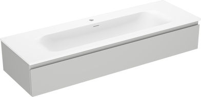 Mexen Orio fürdőszobai szekrény 140 cm-es Vela mosdóval, 1 fiókos, szürke matt/fehér matt - 91A10-14023-1-BF62-W23M01