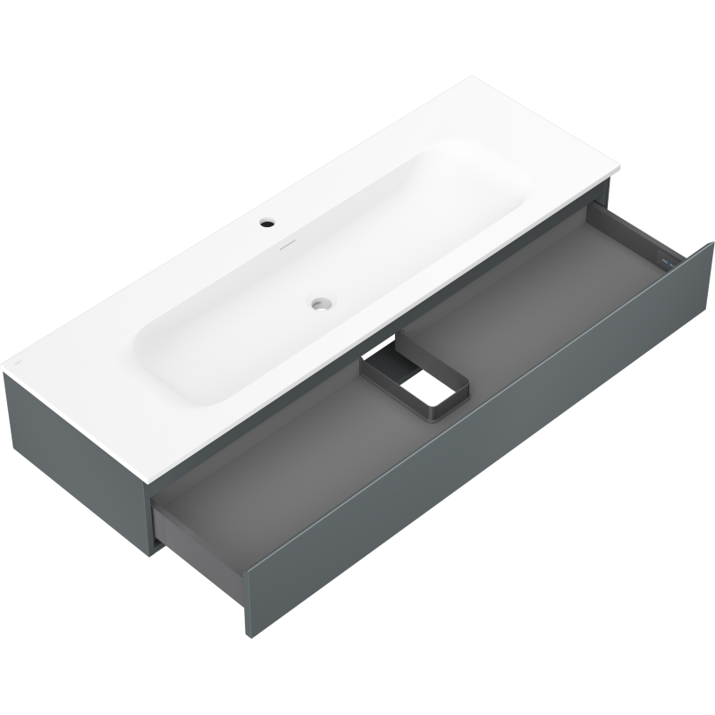 Mexen Orio 140 cm-es fürdőszobai szekrény Vela mosdóval, 1 fiók, matt grafit/fehér matt - 91A10-14023-1-BF66-W23M01