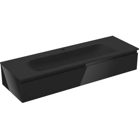 Dulap Mexen Orio pentru baie 140 cm cu lavoar Vela, 1 sertar, negru lucios/negru mat - 91A10-14023-1-BF70-W23M71
