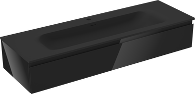 Dulap Mexen Orio pentru baie 140 cm cu lavoar Vela, 1 sertar, negru lucios/negru mat - 91A10-14023-1-BF70-W23M71