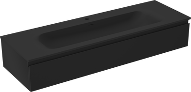 Mexen Orio fürdőszobai szekrény 140 cm mosdóval Vela, 1 fiók, fekete matt - 91A10-14023-1-BF71-W23M71