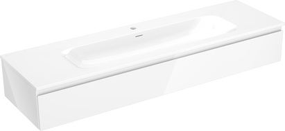 Mexen Orio fürdőszobai szekrény 160 cm mosdóval Vela, 1 fiók, fehér fényes - 91A10-16023-1-BF00-W23M00