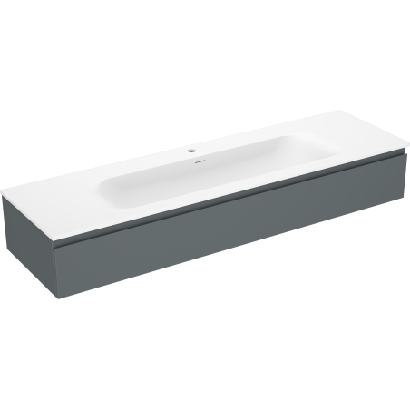 Mexen Orio 160 cm-es fürdőszobai szekrény Vela mosdóval, 1 fiók, grafit matt/fehér matt - 91A10-16023-1-BF66-W23M01