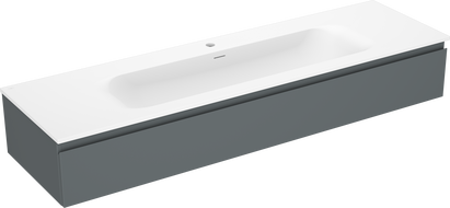 Mexen Orio 160 cm-es fürdőszobai szekrény Vela mosdóval, 1 fiók, grafit matt/fehér matt - 91A10-16023-1-BF66-W23M01