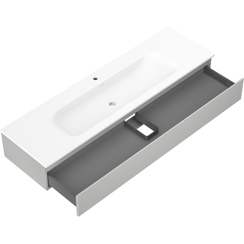 Mexen Orio fürdőszobai szekrény 160 cm mosdóval Vela, 1 fiók, szürke matt/fehér matt - 91A10-16023-1-BF62-W23M01