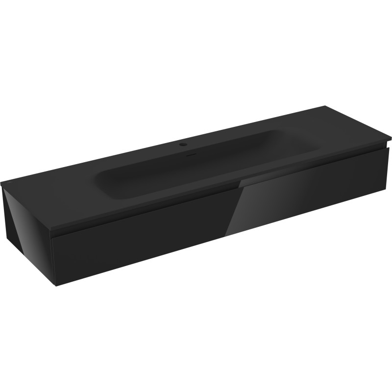 Mexen Orio dulap baie 160 cm cu lavoar Vela, 1 sertar, negru lucios/negru mat - 91A10-16023-1-BF70-W23M71