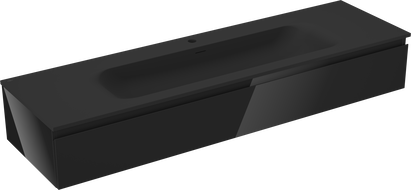 Mexen Orio fürdőszobai szekrény 160 cm-es Vela mosdóval, 1 fiók, fekete fényes/fekete matt - 91A10-16023-1-BF70-W23M71