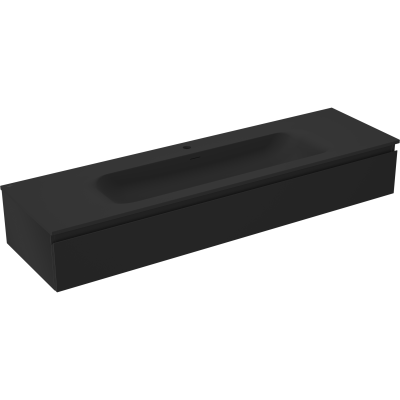 Mexen Orio 160 cm-es fürdőszoba szekrény Velával, 1 fiók, fekete matt - 91A10-16023-1-BF71-W23M71