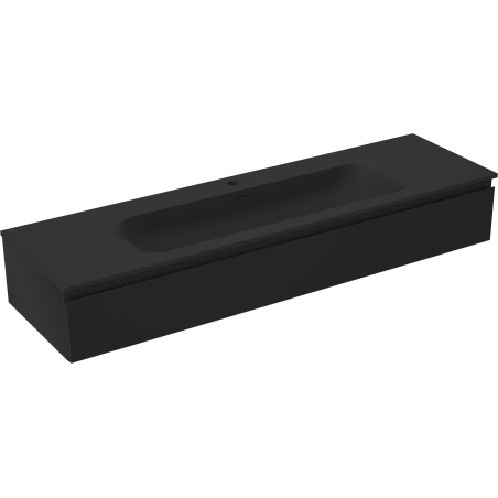 Mexen Orio 160 cm-es fürdőszoba szekrény Velával, 1 fiók, fekete matt - 91A10-16023-1-BF71-W23M71