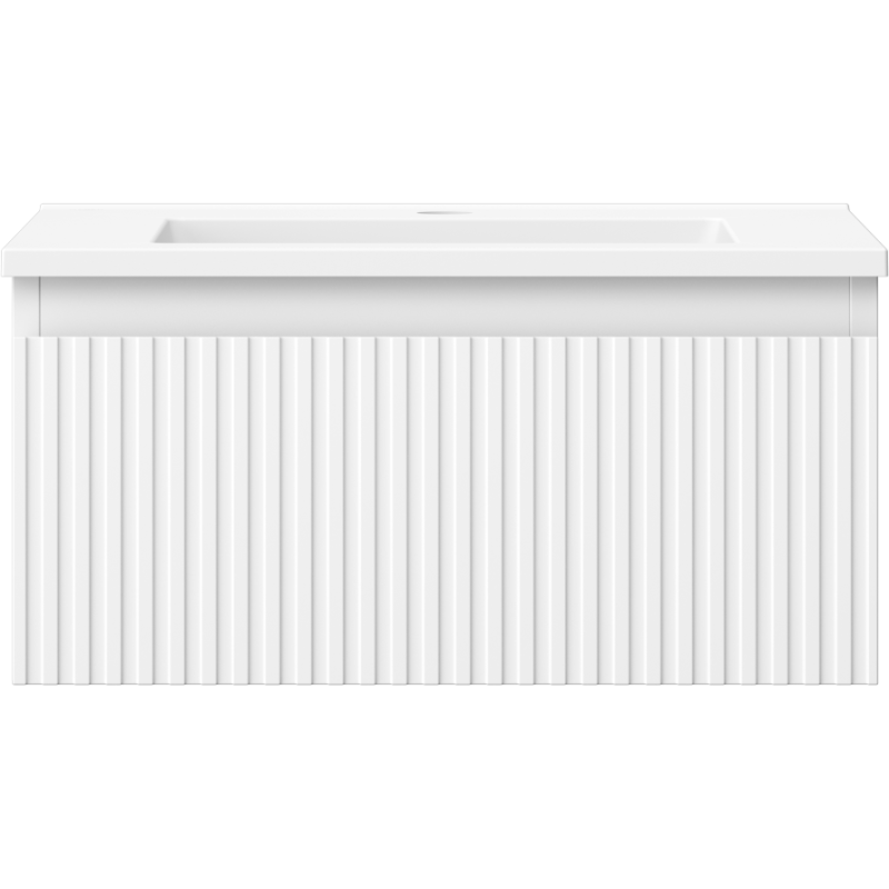 Mexen Rivel dulap baie 50 cm cu lavoar Otis, 1 sertar, canelat, alb mat - 91A20-05023-1-BF01-W18M01