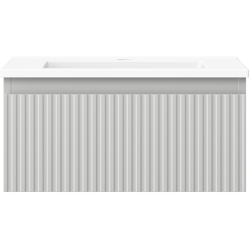 Mexen Rivel dulap baie 50 cm cu chiuvetă Otis, 1 sertar, canelat, gri mat/alb mat - 91A20-05023-1-BF62-W18M01