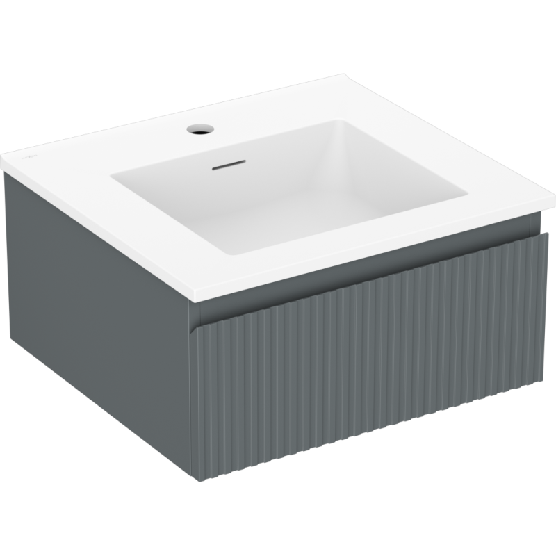 Mexen Rivel fürdőszobaszekrény 50 cm mosdóval Otis, 1 fiók, bordázott, grafit matt/fehér matt - 91A20-05023-1-BF66-W18M01