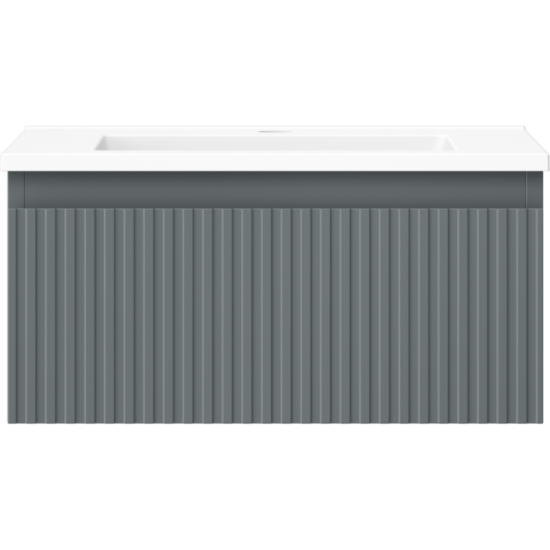 Mexen Rivel fürdőszobaszekrény 50 cm mosdóval Otis, 1 fiók, bordázott, grafit matt/fehér matt - 91A20-05023-1-BF66-W18M01