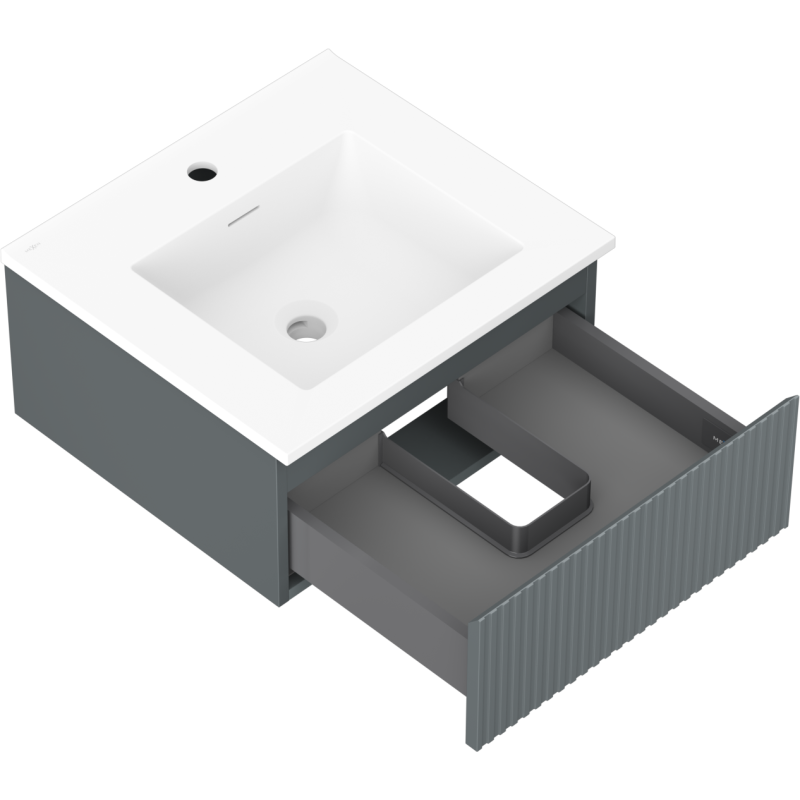 Mexen Rivel dulap baie 50 cm cu lavoar Otis, 1 sertar, canelat, grafit mat/alb mat - 91A20-05023-1-BF66-W18M01