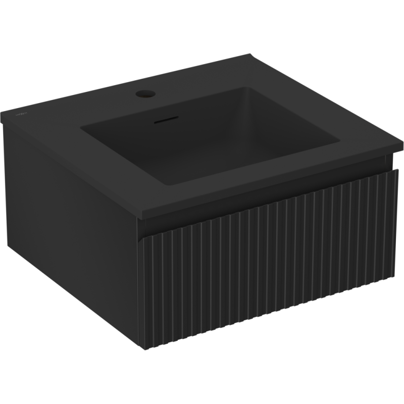 Mexen Rivel dulap baie 50 cm cu lavoar Otis, 1 sertar, canelat, negru mat - 91A20-05023-1-BF71-W18M71