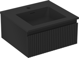 Mexen Rivel 50 cm-es fürdőszobai szekrény Otis mosdóval, 1 fiókos, bordázott, fekete matt - 91A20-05023-1-BF71-W18M71