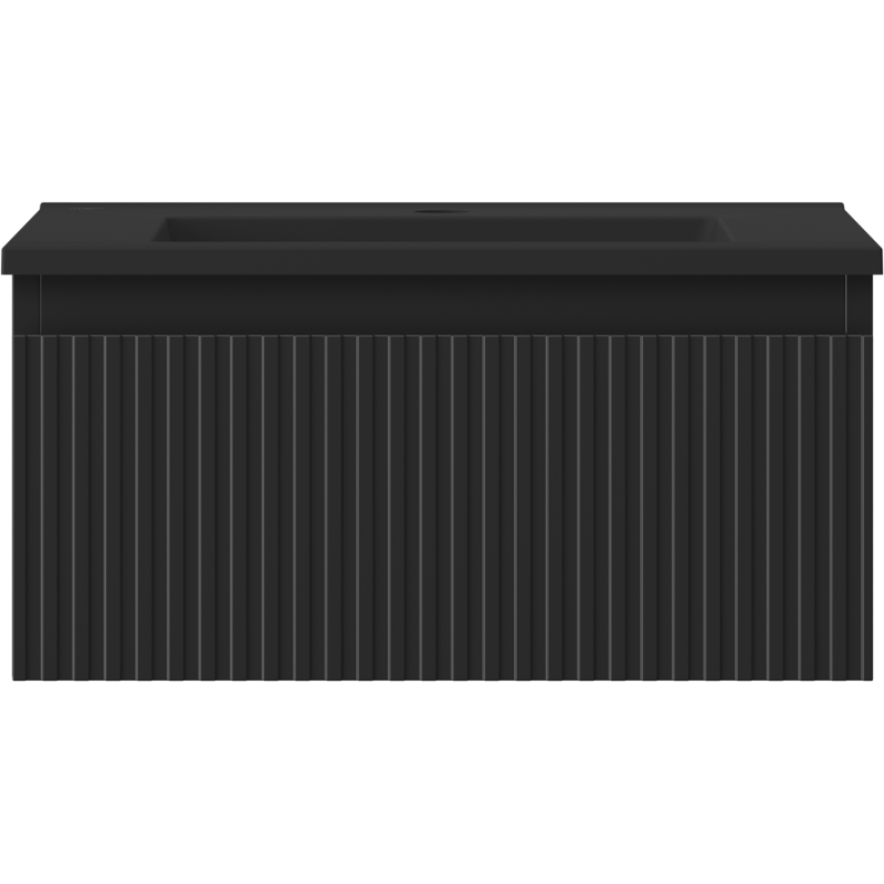 Mexen Rivel dulap baie 50 cm cu chiuvetă Otis, 1 sertar, fațetă , negru mat - 91A20-05023-1-BF71-W18M71