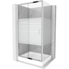 Mexen Apia cabină de duș extensibilă 120 x 90 cm, Dungi, Crom + cadă de duș Rio - 840-120-090-01-20-4510