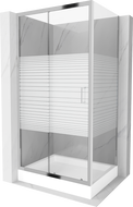 Mexen Apia cabină de duș extensibilă 100 x 80 cm, Dungi, Crom + cadă de duș Rio - 840-100-080-01-20-4510