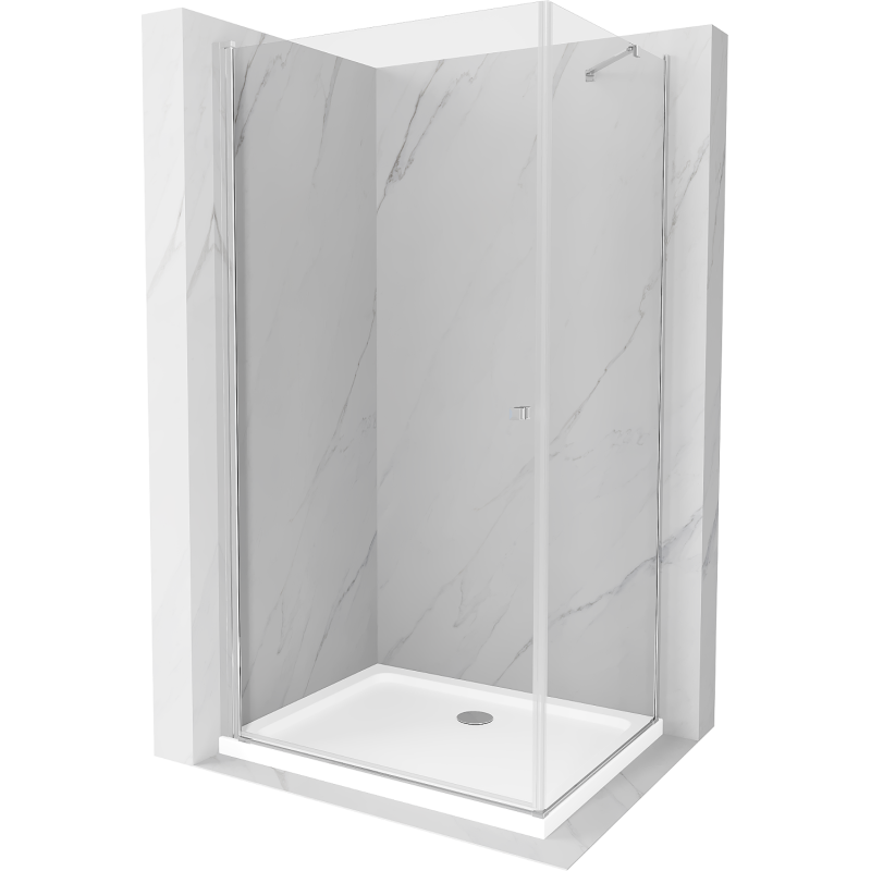 Mexen Pretoria cabină de duș rabatabilă 80 x 70 cm, transparent, crom + cadă Flat - 852-080-070-01-00-4010
