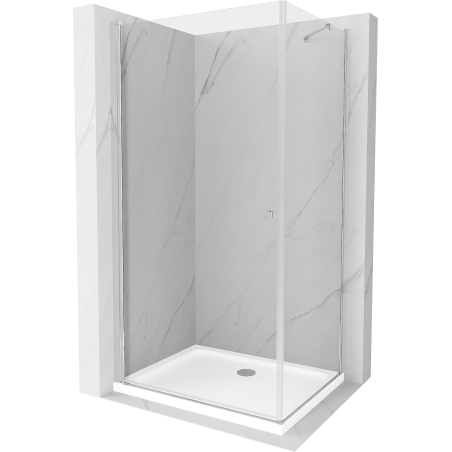 Mexen Pretoria cabină de duș rabatabilă 80 x 70 cm, transparent, crom + cadă Flat - 852-080-070-01-00-4010