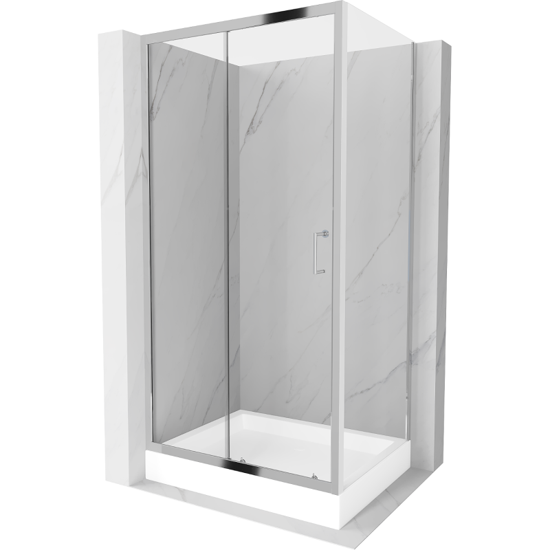 Mexen Apia cabină de duș extensibilă 120 x 80 cm, transparent, Crom + cadă de duș Rio - 840-120-080-01-00-4510