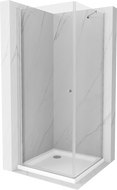 Mexen Pretoria cabina de duș pivotantă 90 x 90 cm, transparentă, crom + cadă Flat - 852-090-090-01-00-4010