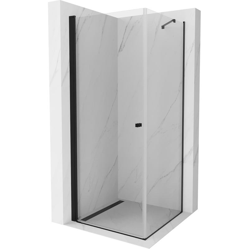 Mexen Pretoria cabină de duș cu ușă rabatabilă 70 x 70 cm, transparentă, neagră - 852-070-070-70-00