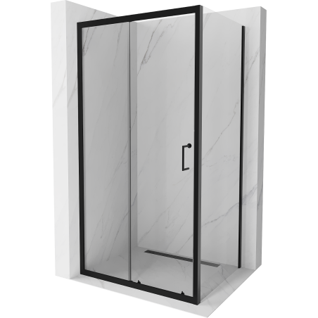 Mexen Apia 135 x 70 cm-es, áttetsző, fekete tolóajtós zuhanykabin - 840-135-070-70-00